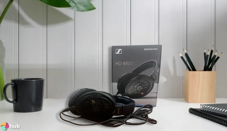 Sennheiser Consumer Audio HD 660S2 Headphones on a white office desk styled for a review
