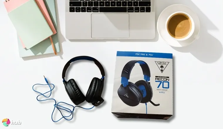 Turtle Beach Recon 70 Headset on a white office desk with creative arrangement for a review