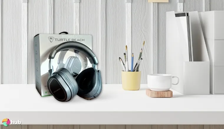 Turtle Beach Stealth 700 Gen 3 Headset on a white office desk in a well-lit setting for a review