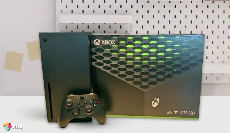 Xbox Series X unboxed on a white office desk in close-up for a review