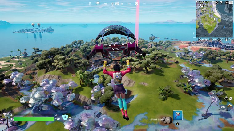 Fortnite - slowly landing on the map