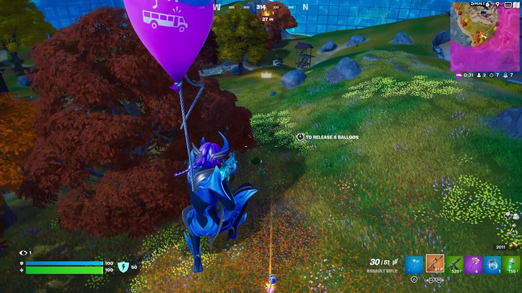 Fortnite - floating up with a balloon