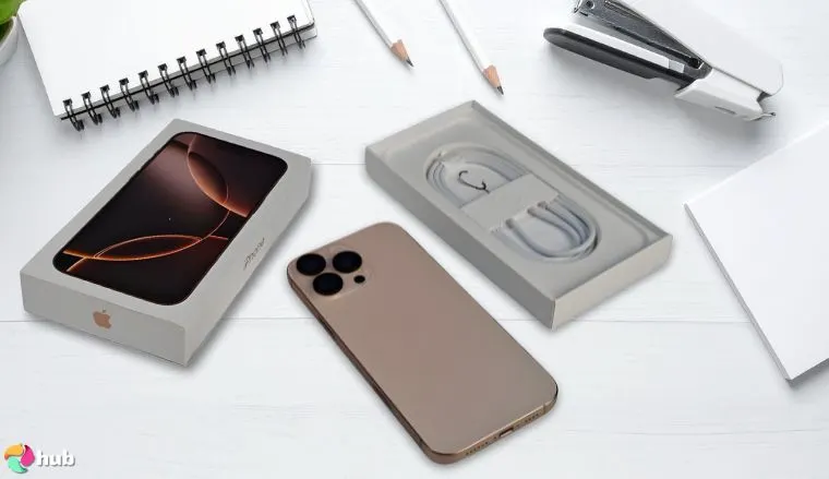 iPhone 16 Pro Apple smartphone on a white office desk positioned for photography