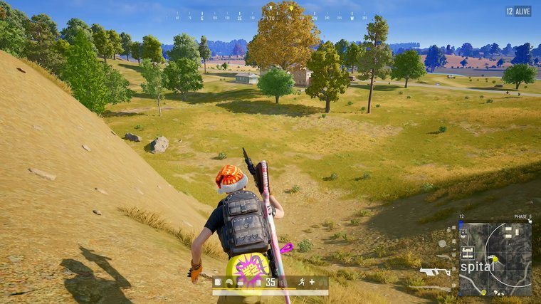 PUBG - running down a hill