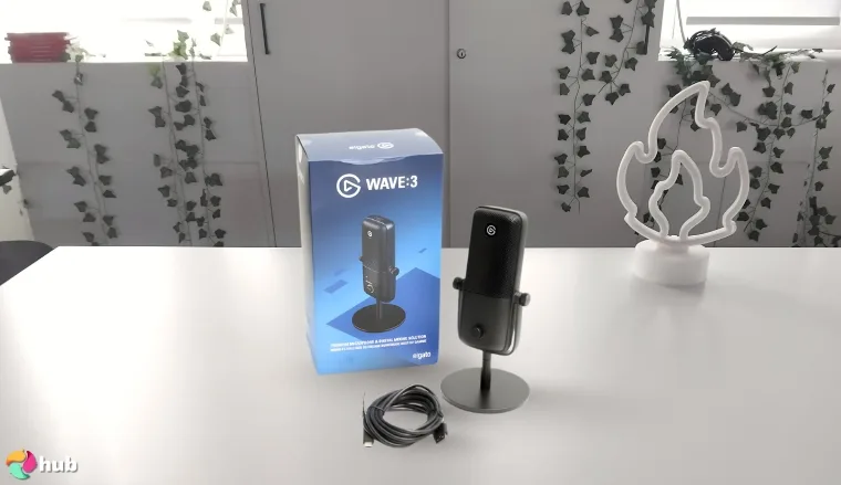 Elgato Wave:3 Microphone on a white office desk photographed for a review