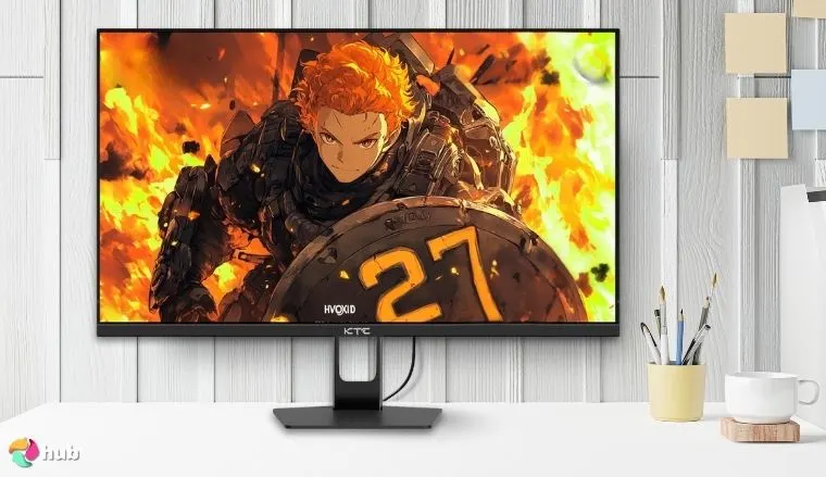KTC G27P6 27” OLED Gaming Monitor on a white office desk with an uncluttered background for a review