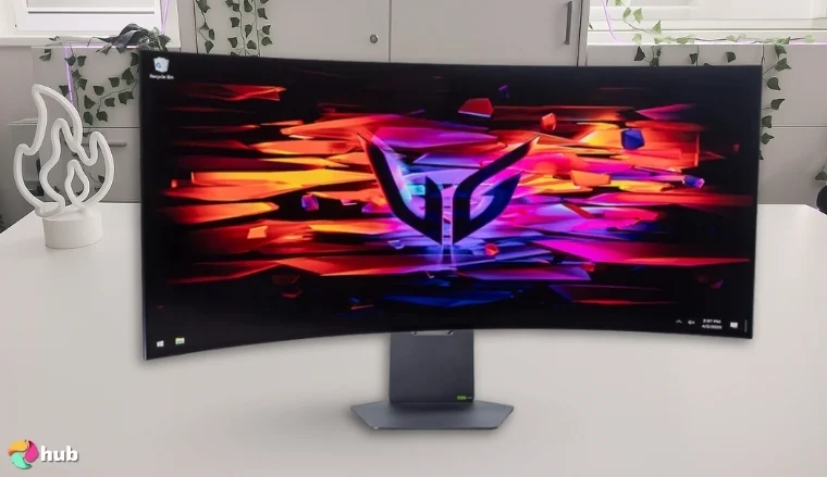LG 45GX950A-B 45-inch Ultragear 5K2K WUHD Monitor on a white office desk with natural shadows for a review