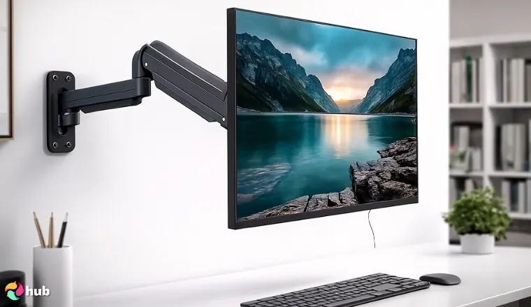 Suptek Monitor Mount 17 to 32 inch on a white office desk with soft lighting for a review