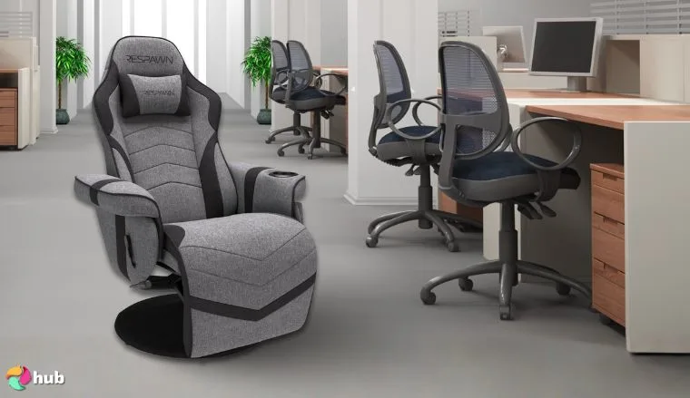 RESPAWN 900 Racing Style Reclining Gaming Chair in the office prepared for testing shots