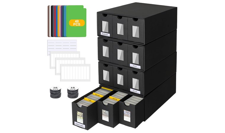 BILIPLE 12000+ Trading Card Storage Box with 48 Dividers - Best Maximum-Capacity Storage Option