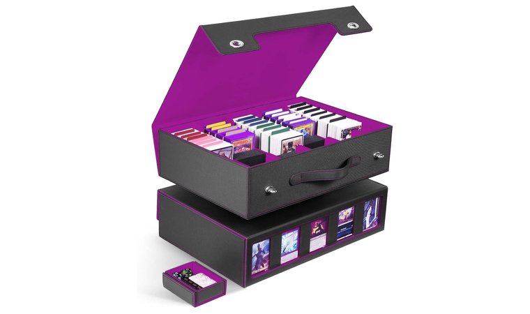 ZLCA Trading Card Storage Box 5-Row with Handle - Best 5-Row Carrying Case with Handle