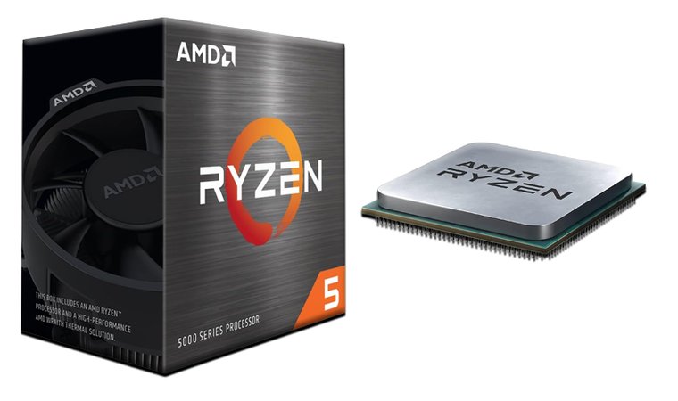 AMD Ryzen 5 5500 box and a CPU.