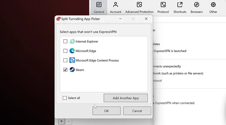 Image showing ExpressVPN interface windows