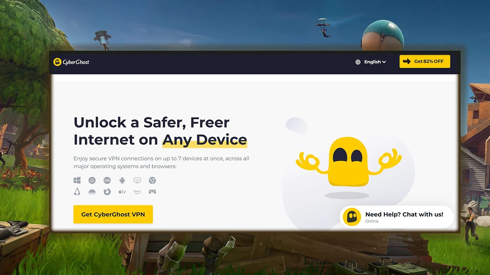 CyberGhost - Best for Dedicated Gaming Servers for Fortnite