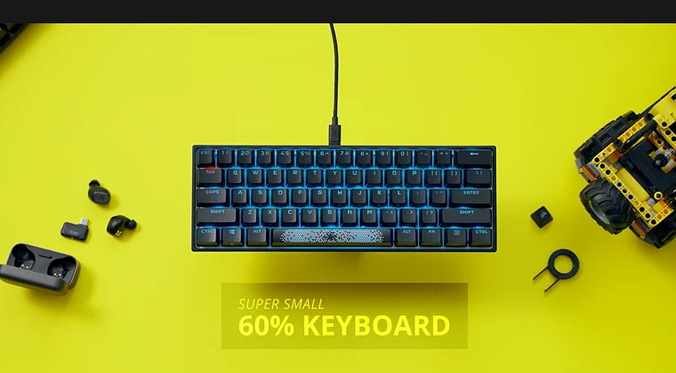 A keyboard with the text ‘60% keyboard’ displayed