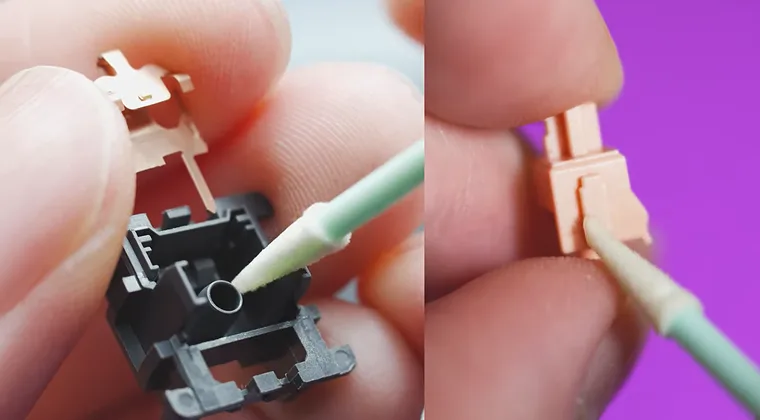Cleaning a mechanical keyboard switch using tools
