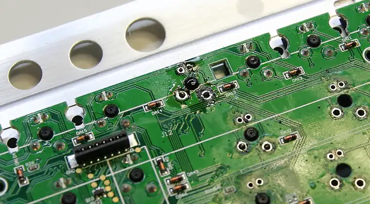 Close-up of a mechanical keyboard PCB