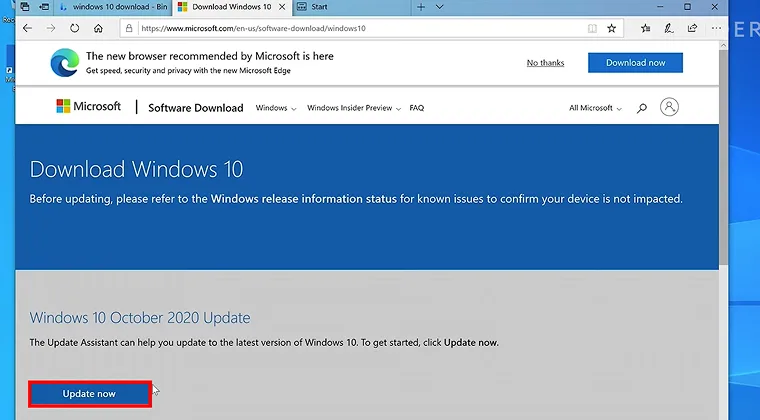 Windows 10 update window displaying available system updates