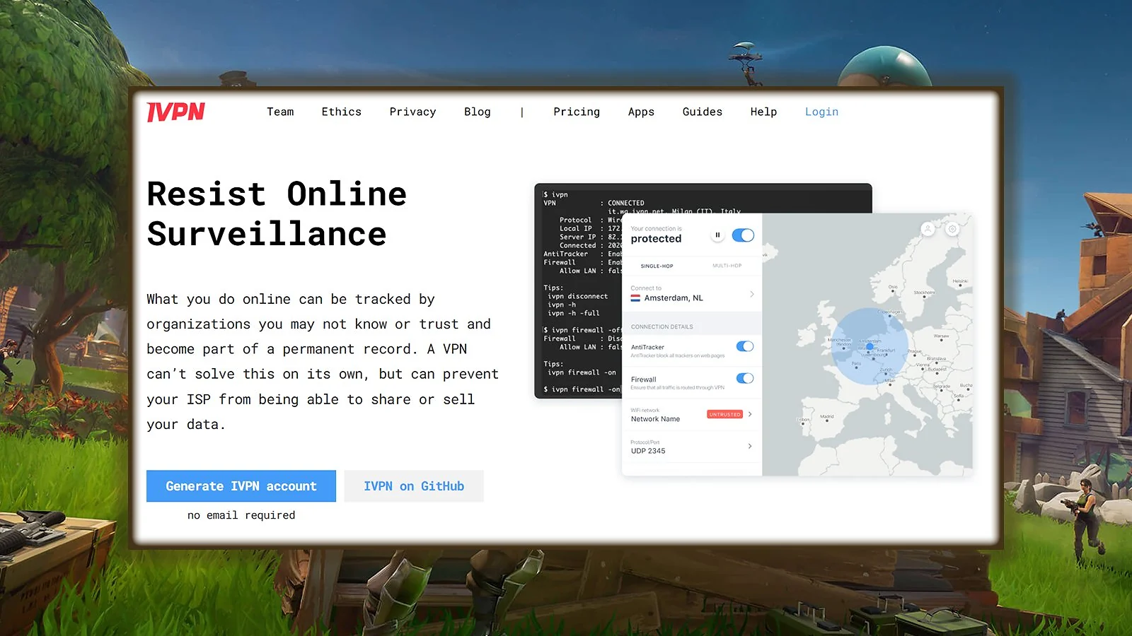 IVPN  - Best for Privacy-First Fortnite Gamers