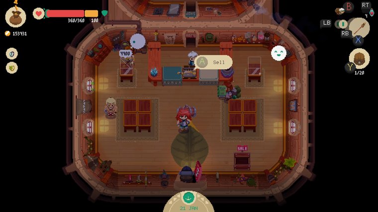 Moonlighter a character in the store.