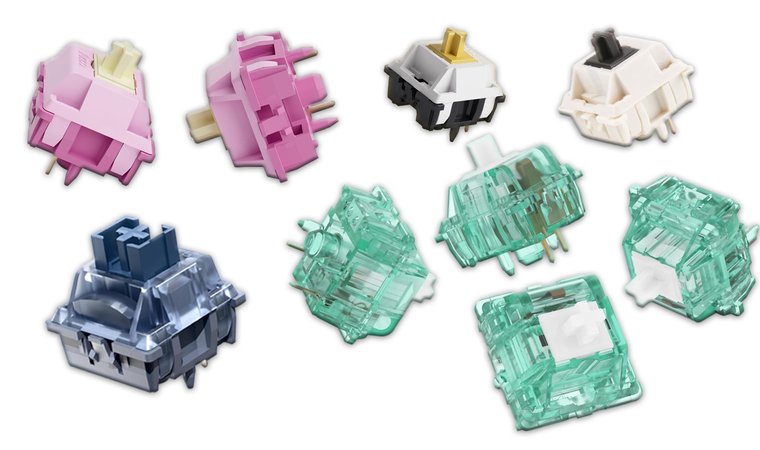 Multiple Tactile Switches of different colors.