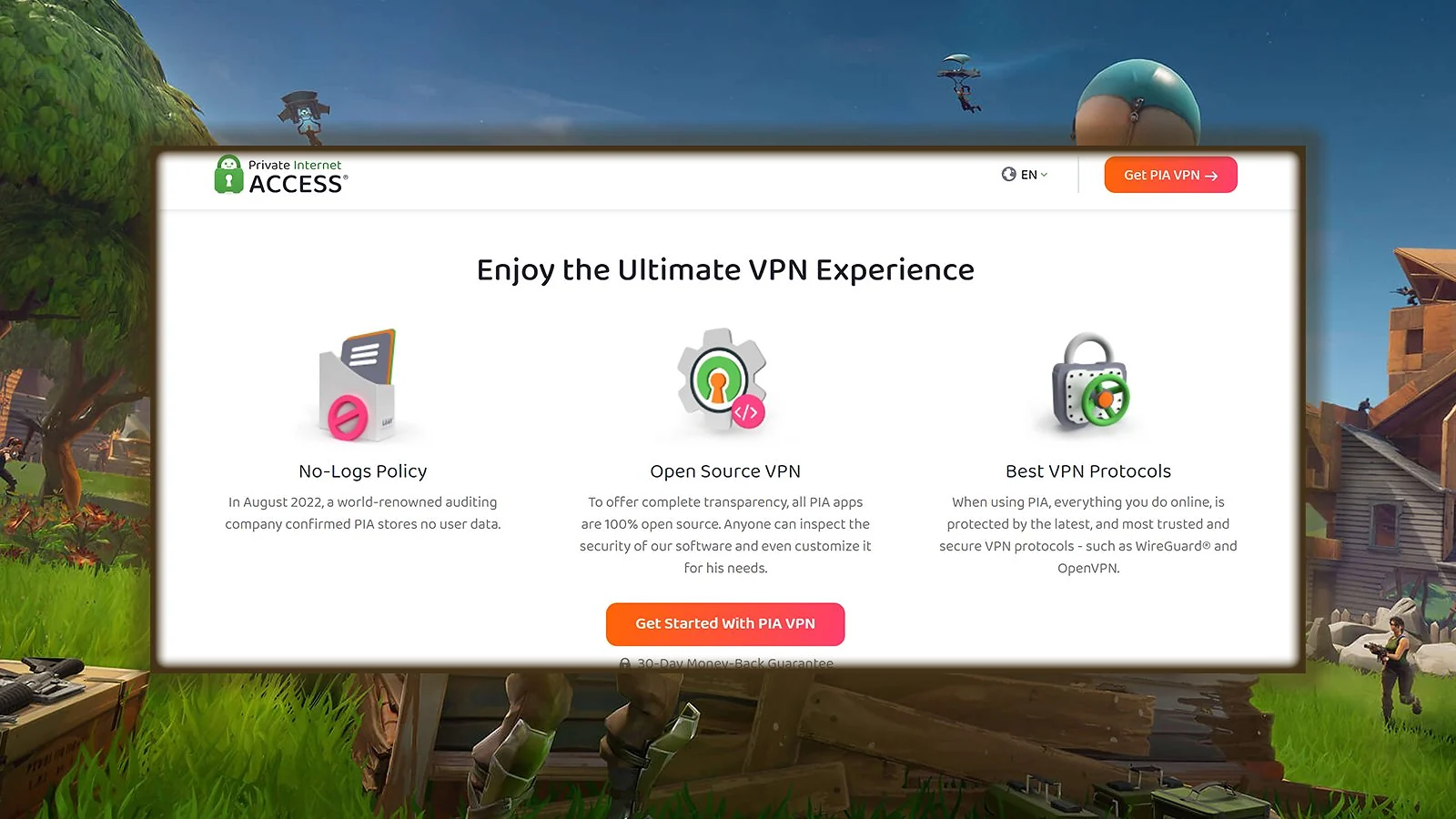 Private Internet Access (PIA) - Best Server Selection for Fortnite