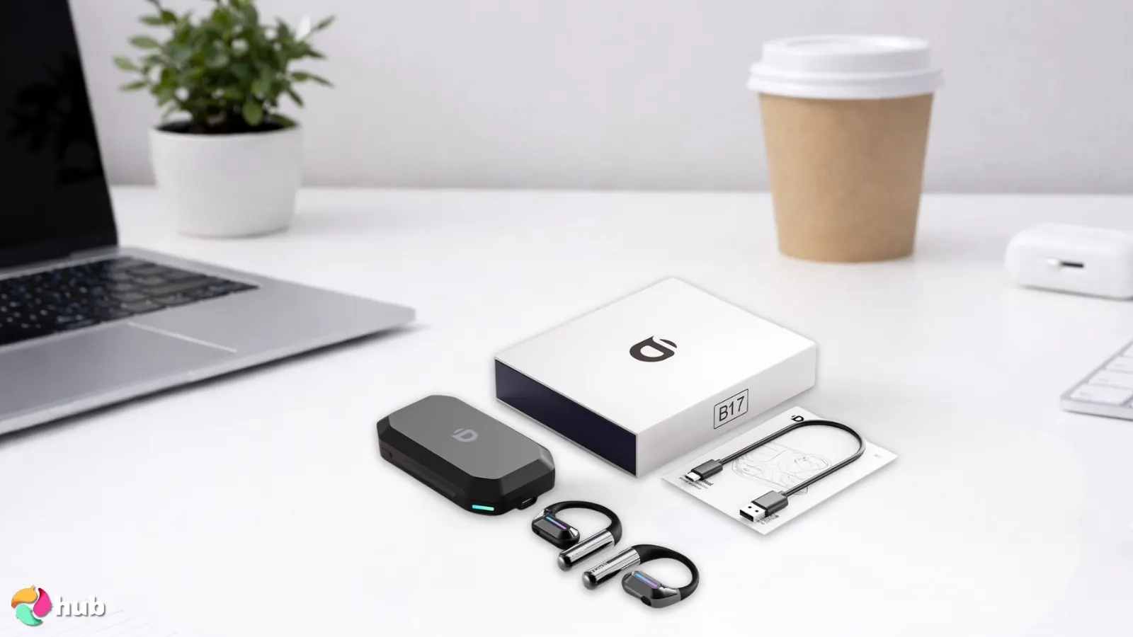 DEMICEA LibreFit Aurora 17 Headphones on a white office desk with an editorial style for a review