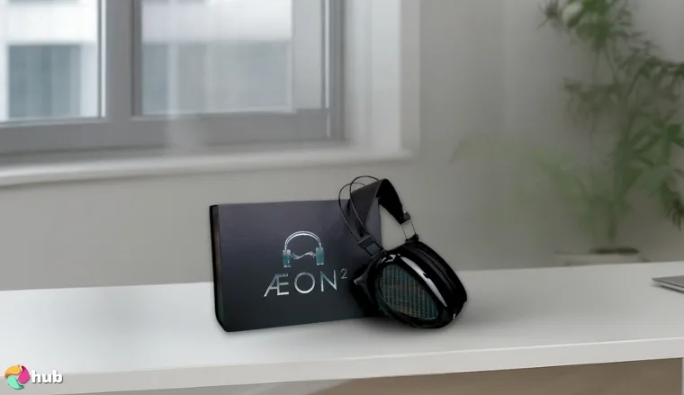Dan Clark Audio AEON 2 Noire Audiophile Headphones on a white office desk with natural light ready for a review