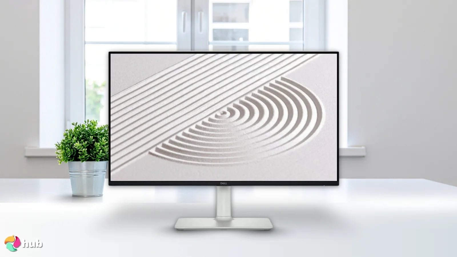 Dell S2425HS Vertical Monitor on a white office desk with simple styling for a review