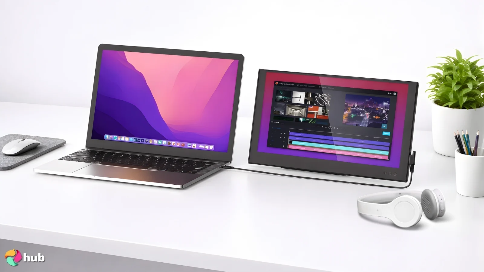 FLYTOCCA N3 Portable Vertical Monitor on a white office desk set for a professional product review