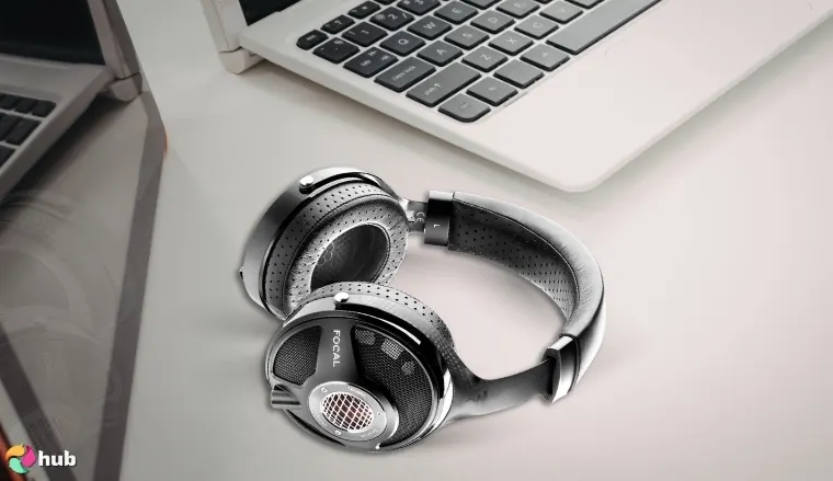 Focal Utopía 2020 Audiophile Headphones on a white office desk in close-up for a review