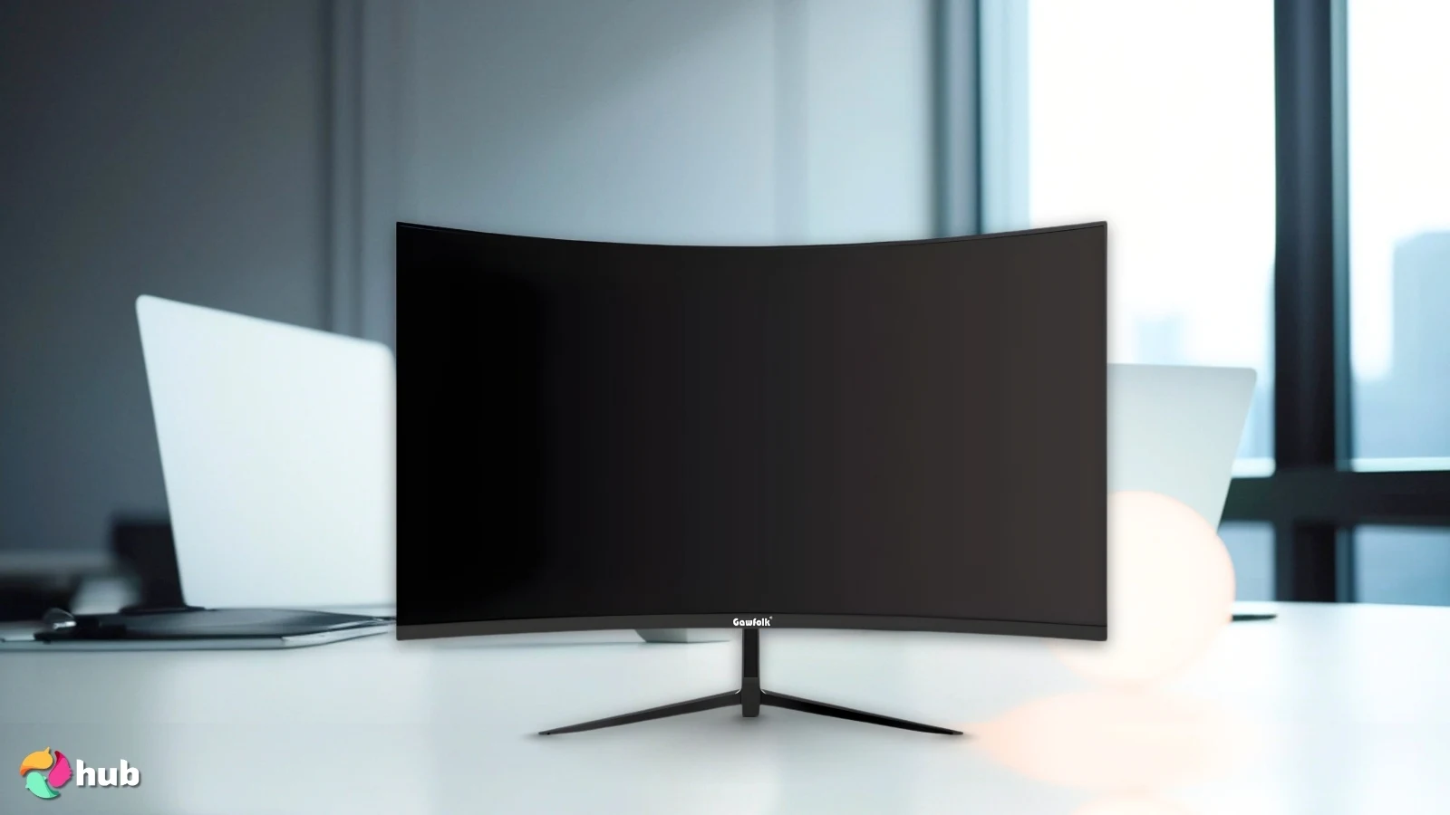 Gawfolk 240Hz Gaming Monitor on a white office desk photographed for a review