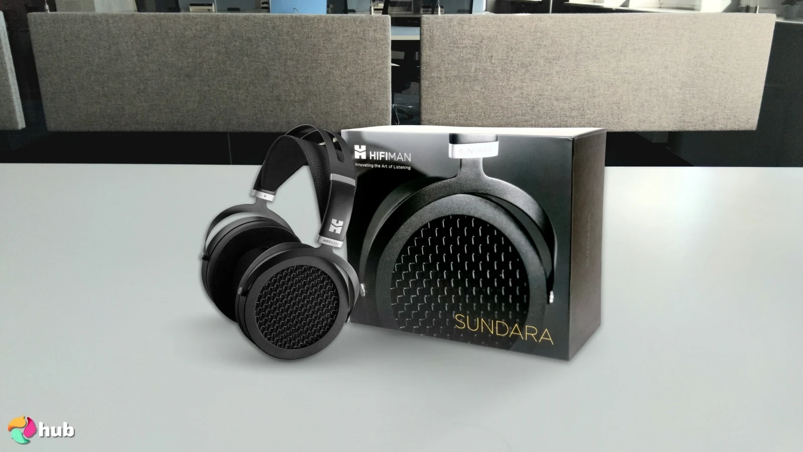 Hifiman Sundara Planar Magnetic Headphones on a white office desk with natural shadows for a review