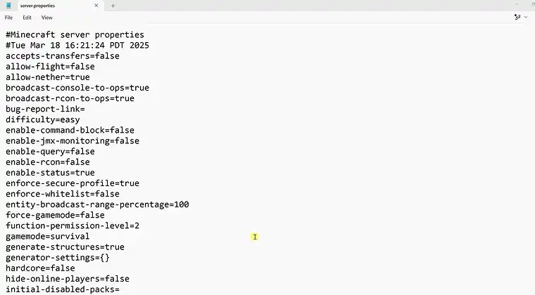 server properties