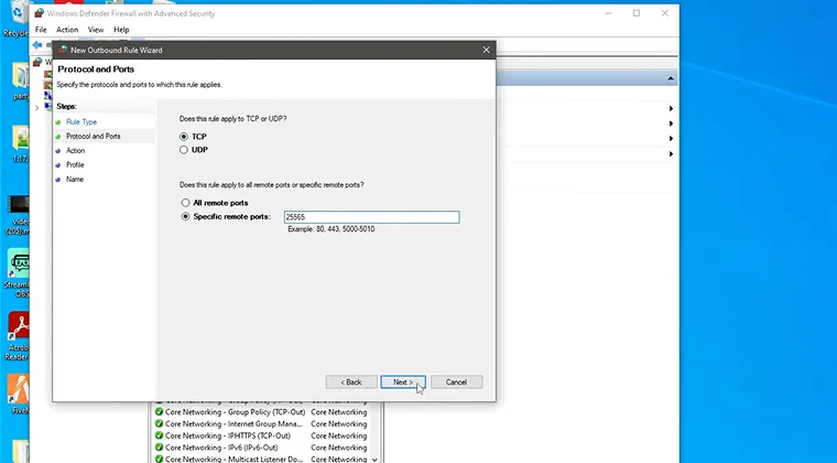Protocol and Ports settings