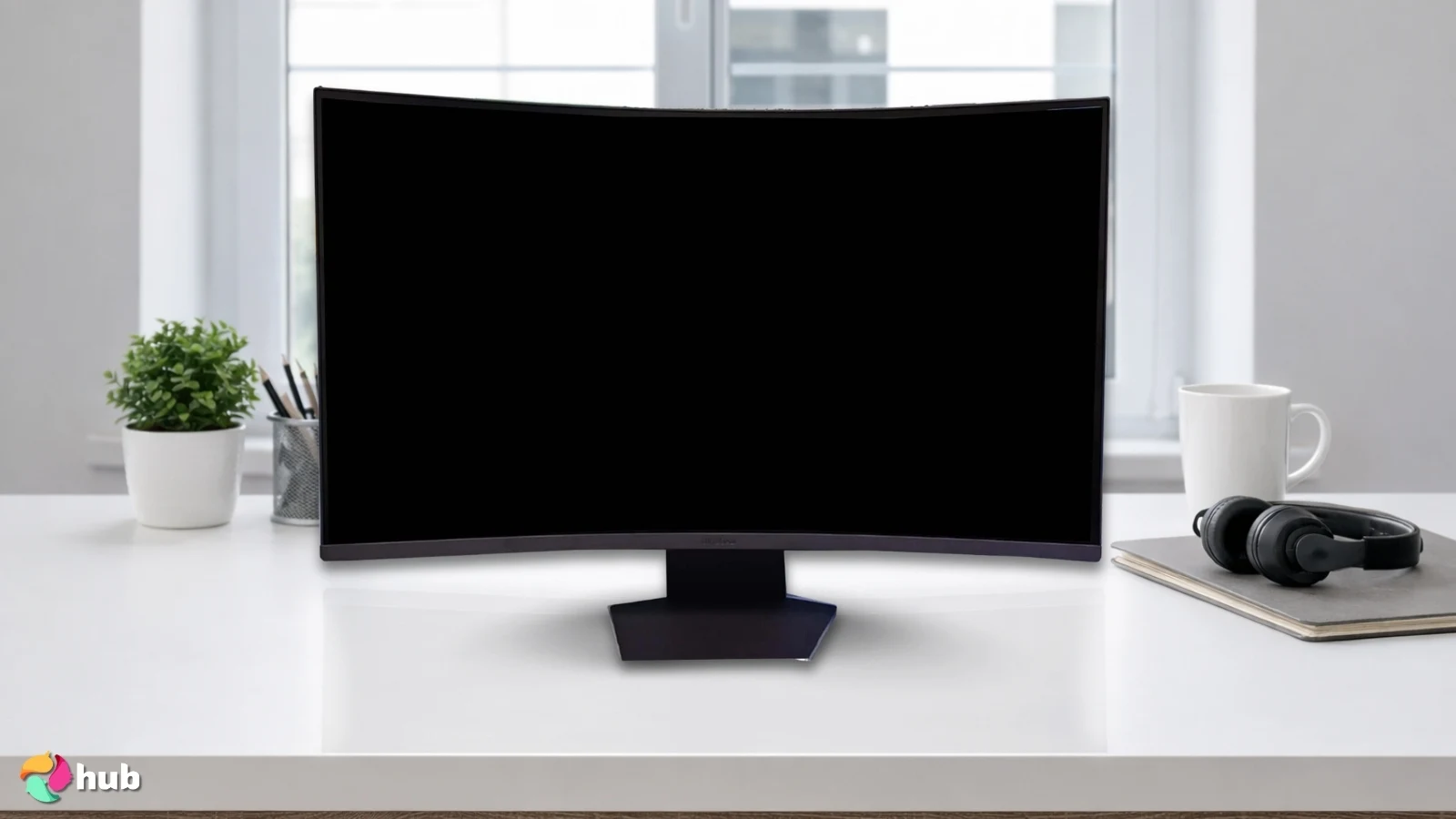 LG 32GS60QC-B Ultragear Gaming Monitor on a white office desk arranged for a review