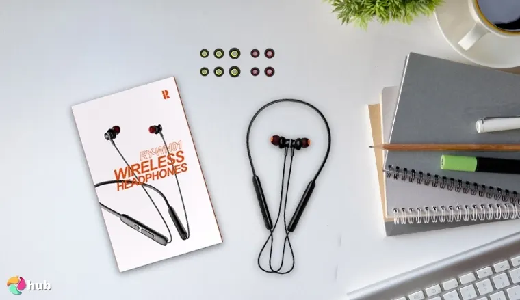 Rythflo WH01 Running Headphones on a white office desk prepared for testing shots