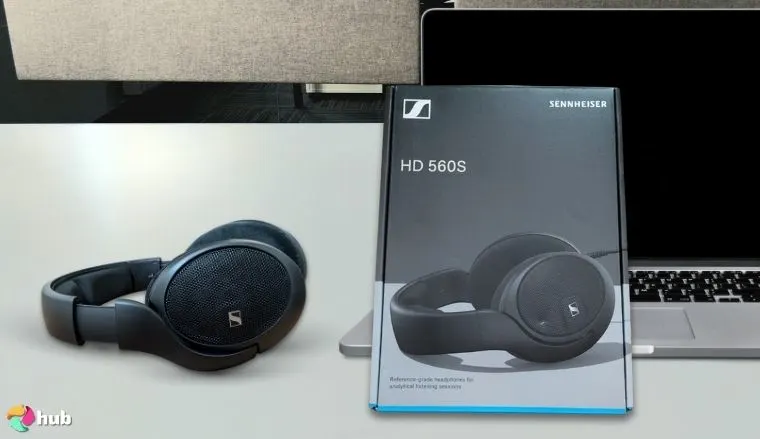 Sennheiser HD 560 S Audiophile Headphones on a white office desk with simple styling for a review