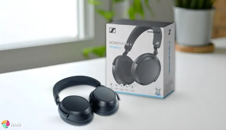 Sennheiser Momentum 4 Wireless Audiophile Headphones on a white office desk with natural shadows for a review