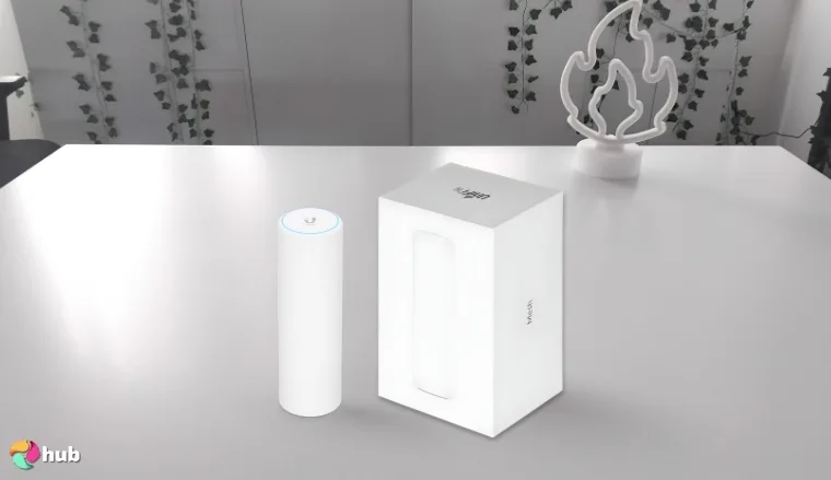 Ubiquiti Networks U6-Mesh Access Point Wi-Fi System on a white office desk styled neatly for a review