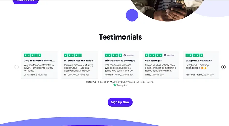 Website page displaying user reviews