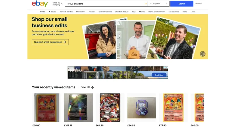 Screenshot of the eBay website