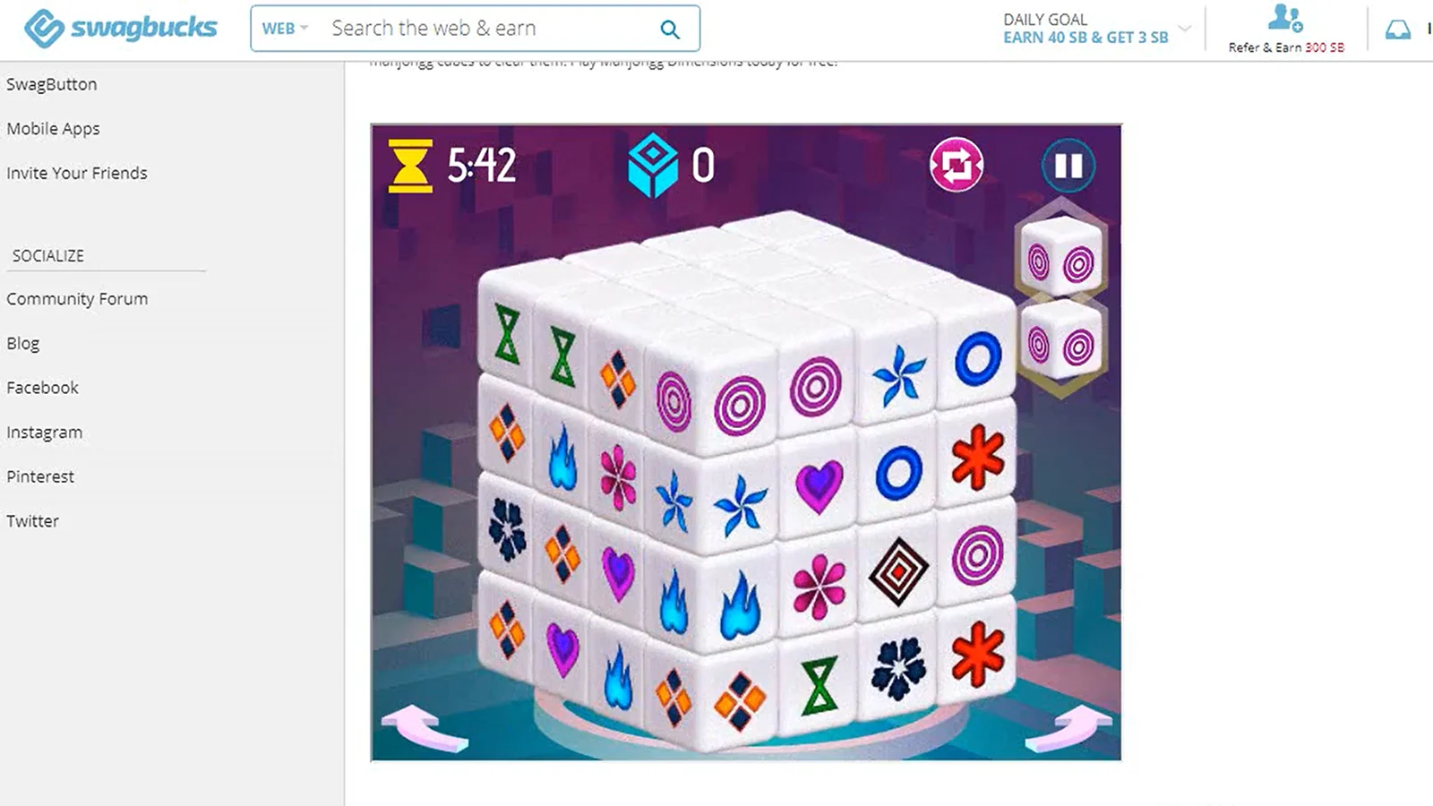 Swagbucks Mahjong - Best for Earning at Your Own Pace With Zero Pressure