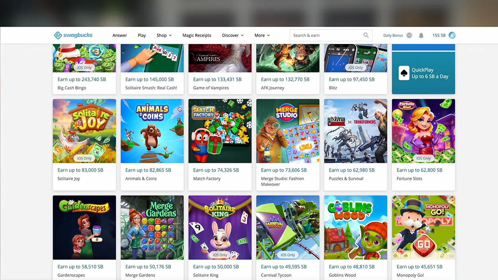Swagbucks website page