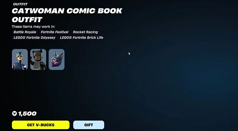 Fortnite in-game interface showing the option to gift items to other players.
