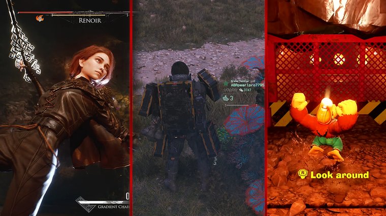 Clair Obscur: Expedition 33, Death Stranding 2: On the Beach and Donkey Kong Bananza separated by red vertical lines.