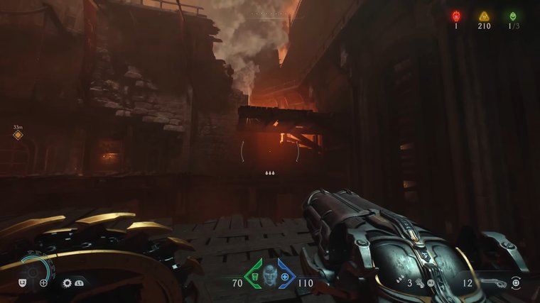 DOOM: The Dark Ages with a shotgun going near fire and smoke.