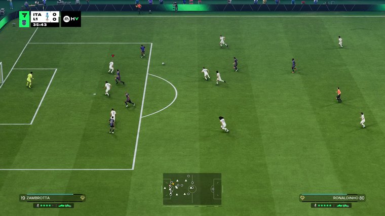 EA Sports FC 26 passing ball on the field.