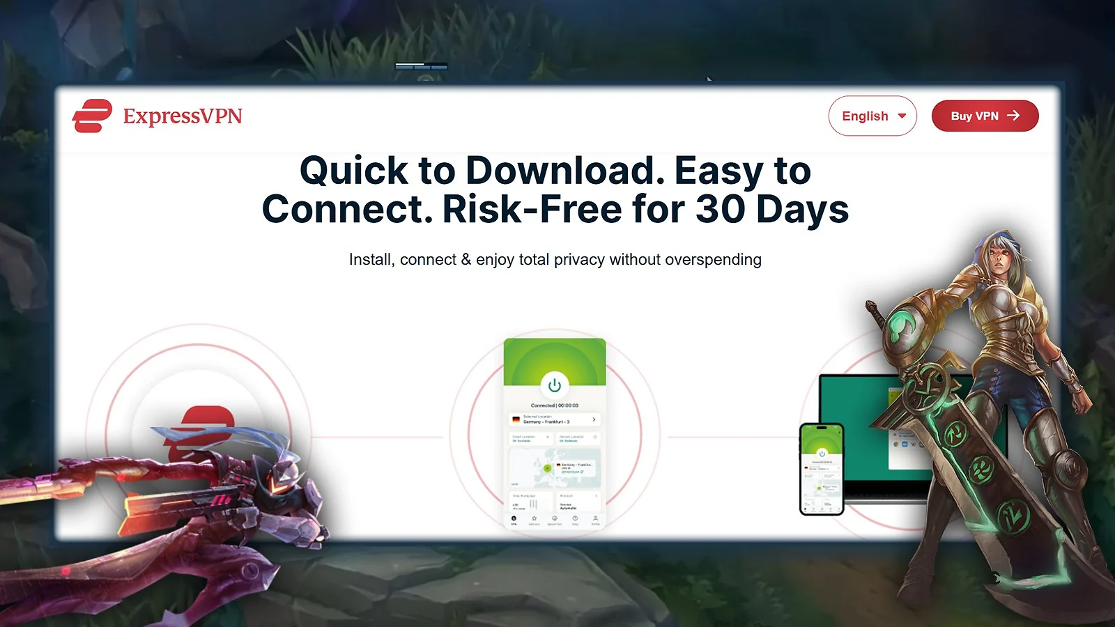 ExpressVPN - Great VPN for Consistent League of Legends Performance