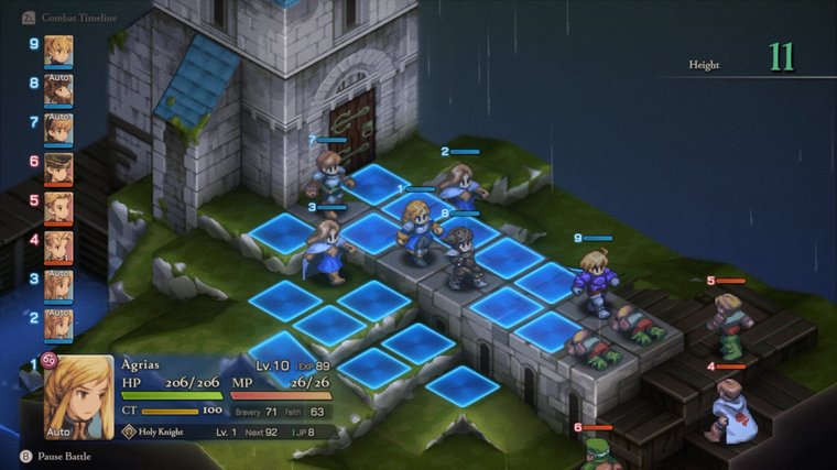 Final Fantasy Tactics – The Ivalice Chronicles selecting where to move Agrias.